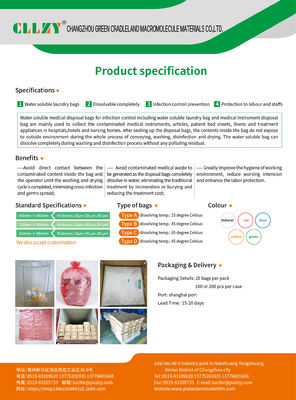 Borse solubili in acqua calde della lavanderia dell'alcool polivinilico biodegradabile di certificazione del CE